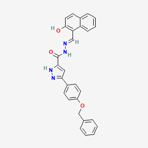 molecular formula C28H22N4O3 B11668793 5-(4-(Benzyloxy)phenyl)-N'-((2-hydroxynaphthalen-1-yl)methylene)-1H-pyrazole-3-carbohydrazide CAS No. 302918-11-2