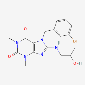 molecular formula C17H20BrN5O3 B11668820 7-(3-Bromo-benzyl)-8-(2-hydroxy-propylamino)-1,3-dimethyl-3,7-dihydro-purine-2,6-dione 