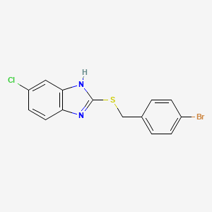 molecular formula C14H10BrClN2S B11668825 2-[(4-bromobenzyl)sulfanyl]-5-chloro-1H-benzimidazole 