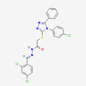 2-{[4-(4-chlorophenyl)-5-phenyl-4H-1,2,4-triazol-3-yl]sulfanyl}-N'-[(E)-(2,4-dichlorophenyl)methylidene]acetohydrazide