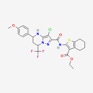 Ethyl 2-({[3-chloro-5-(4-methoxyphenyl)-7-(trifluoromethyl)-4,5,6,7-tetrahydropyrazolo[1,5-a]pyrimidin-2-yl]carbonyl}amino)-4,5,6,7-tetrahydro-1-benzothiophene-3-carboxylate