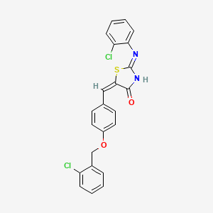 (5E)-2-(2-chloroanilino)-5-[[4-[(2-chlorophenyl)methoxy]phenyl]methylidene]-1,3-thiazol-4-one