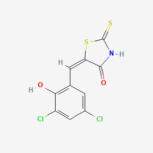 molecular formula C10H5Cl2NO2S2 B11668866 (5E)-5-[(3,5-dichloro-2-hydroxyphenyl)methylidene]-2-sulfanylidene-1,3-thiazolidin-4-one CAS No. 6301-11-7