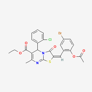 ethyl (2E)-2-[2-(acetyloxy)-5-bromobenzylidene]-5-(2-chlorophenyl)-7-methyl-3-oxo-2,3-dihydro-5H-[1,3]thiazolo[3,2-a]pyrimidine-6-carboxylate