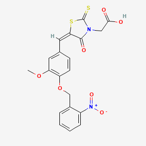 2-[(5E)-5-({3-Methoxy-4-[(2-nitrophenyl)methoxy]phenyl}methylidene)-4-oxo-2-sulfanylidene-1,3-thiazolidin-3-YL]acetic acid