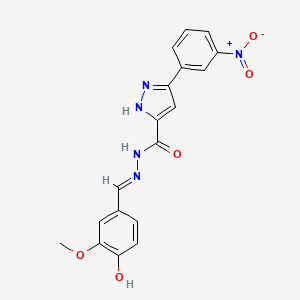 molecular formula C18H15N5O5 B11668897 N'-[(E)-(4-hydroxy-3-methoxyphenyl)methylidene]-3-(3-nitrophenyl)-1H-pyrazole-5-carbohydrazide 