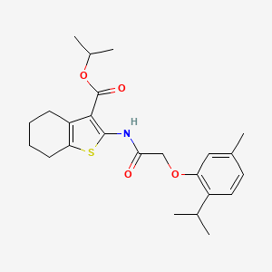 molecular formula C24H31NO4S B11668923 Propan-2-yl 2-({[5-methyl-2-(propan-2-yl)phenoxy]acetyl}amino)-4,5,6,7-tetrahydro-1-benzothiophene-3-carboxylate 