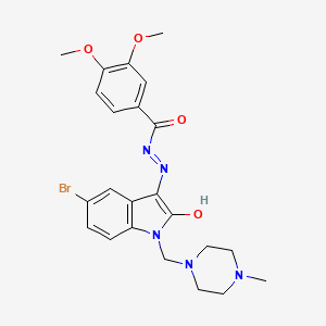 N'-{(3Z)-5-bromo-1-[(4-methylpiperazin-1-yl)methyl]-2-oxo-1,2-dihydro-3H-indol-3-ylidene}-3,4-dimethoxybenzohydrazide