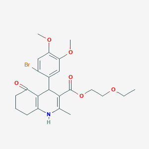 molecular formula C23H28BrNO6 B11668929 2-Ethoxyethyl 4-(2-bromo-4,5-dimethoxyphenyl)-2-methyl-5-oxo-1,4,5,6,7,8-hexahydroquinoline-3-carboxylate 