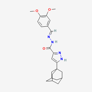 molecular formula C23H28N4O3 B11668937 3-(1-adamantyl)-N'-[(1E)-(3,4-dimethoxyphenyl)methylene]-1H-pyrazole-5-carbohydrazide 