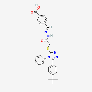 4-{(E)-[({[5-(4-Tert-butylphenyl)-4-phenyl-4H-1,2,4-triazol-3-YL]sulfanyl}acetyl)hydrazono]methyl}benzoic acid