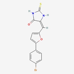 molecular formula C14H9BrN2O2S B11668955 (5E)-5-{[5-(4-Bromophenyl)furan-2-YL]methylidene}-2-sulfanylideneimidazolidin-4-one 