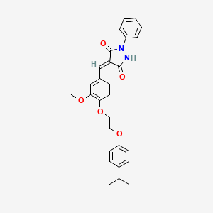 (4E)-4-(4-{2-[4-(butan-2-yl)phenoxy]ethoxy}-3-methoxybenzylidene)-1-phenylpyrazolidine-3,5-dione