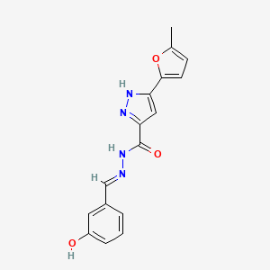 molecular formula C16H14N4O3 B11668985 N'-(3-Hydroxybenzylidene)-3-(5-methyl-2-furyl)-1H-pyrazole-5-carbohydrazide 