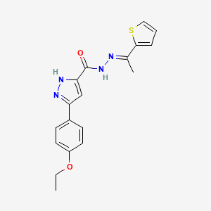 molecular formula C18H18N4O2S B11668995 3-(4-ethoxyphenyl)-N'-[(E)-1-(2-thienyl)ethylidene]-1H-pyrazole-5-carbohydrazide 