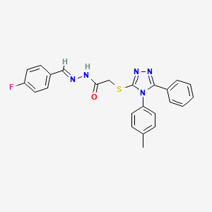 molecular formula C24H20FN5OS B11669001 N'-[(E)-(4-fluorophenyl)methylidene]-2-{[4-(4-methylphenyl)-5-phenyl-4H-1,2,4-triazol-3-yl]sulfanyl}acetohydrazide 