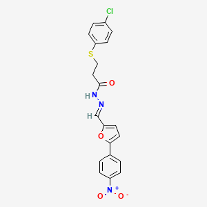 3-[(4-Chlorophenyl)sulfanyl]-N'-[(E)-[5-(4-nitrophenyl)furan-2-YL]methylidene]propanehydrazide