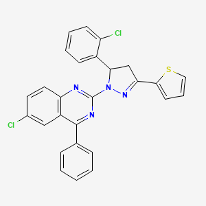 6-chloro-2-[5-(2-chlorophenyl)-3-(thiophen-2-yl)-4,5-dihydro-1H-pyrazol-1-yl]-4-phenylquinazoline