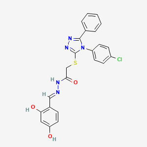 2-{[4-(4-chlorophenyl)-5-phenyl-4H-1,2,4-triazol-3-yl]sulfanyl}-N'-[(E)-(2,4-dihydroxyphenyl)methylidene]acetohydrazide