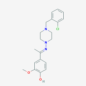 molecular formula C20H24ClN3O2 B11669082 4-{(1E)-N-[4-(2-chlorobenzyl)piperazin-1-yl]ethanimidoyl}-2-methoxyphenol 