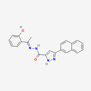 molecular formula C22H18N4O2 B11669088 N'-[(1E)-1-(2-hydroxyphenyl)ethylidene]-3-(naphthalen-2-yl)-1H-pyrazole-5-carbohydrazide 