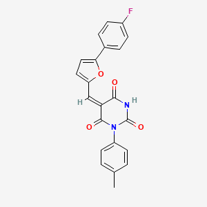 (5E)-5-{[5-(4-Fluorophenyl)furan-2-YL]methylidene}-1-(4-methylphenyl)-1,3-diazinane-2,4,6-trione