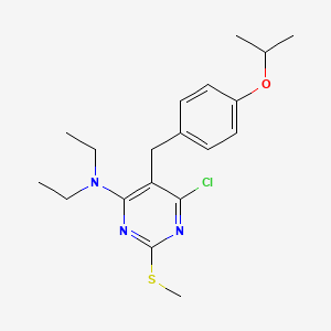 6-chloro-N,N-diethyl-2-(methylsulfanyl)-5-[4-(propan-2-yloxy)benzyl]pyrimidin-4-amine