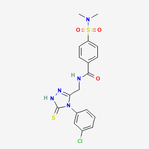 molecular formula C18H18ClN5O3S2 B11669125 N-{[4-(3-Chlorophenyl)-5-sulfanylidene-4,5-dihydro-1H-1,2,4-triazol-3-YL]methyl}-4-(dimethylsulfamoyl)benzamide 