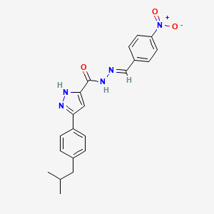 molecular formula C21H21N5O3 B11669127 3-[4-(2-methylpropyl)phenyl]-N'-[(E)-(4-nitrophenyl)methylidene]-1H-pyrazole-5-carbohydrazide 