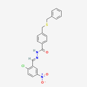 molecular formula C22H18ClN3O3S B11669162 4-[(benzylsulfanyl)methyl]-N'-[(E)-(2-chloro-5-nitrophenyl)methylidene]benzohydrazide 