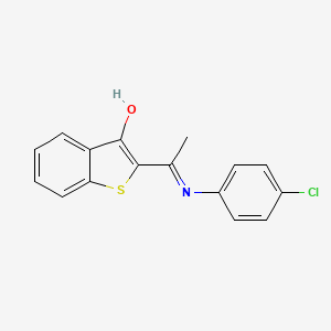 molecular formula C16H12ClNOS B11669197 (2E)-2-{1-[(4-chlorophenyl)amino]ethylidene}-1-benzothiophen-3(2H)-one 