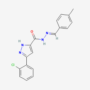 molecular formula C18H15ClN4O B11669209 3-(2-chlorophenyl)-N'-[(E)-(4-methylphenyl)methylidene]-1H-pyrazole-5-carbohydrazide 