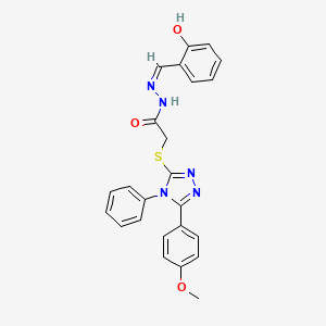 molecular formula C24H21N5O3S B11669222 N'-[(Z)-(2-Hydroxyphenyl)methylidene]-2-{[5-(4-methoxyphenyl)-4-phenyl-4H-1,2,4-triazol-3-YL]sulfanyl}acetohydrazide 