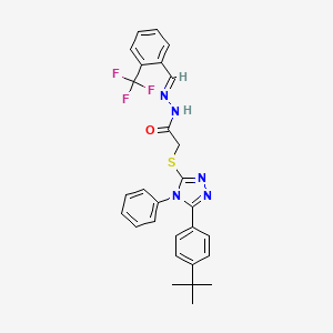 2-{[5-(4-tert-butylphenyl)-4-phenyl-4H-1,2,4-triazol-3-yl]sulfanyl}-N'-{(E)-[2-(trifluoromethyl)phenyl]methylidene}acetohydrazide