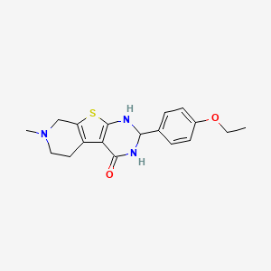 molecular formula C18H21N3O2S B11669293 5-(4-ethoxyphenyl)-11-methyl-8-thia-4,6,11-triazatricyclo[7.4.0.02,7]trideca-1(9),2(7)-dien-3-one 