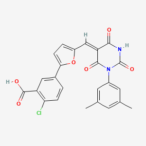 molecular formula C24H17ClN2O6 B11669300 2-chloro-5-(5-{(Z)-[1-(3,5-dimethylphenyl)-4-hydroxy-2,6-dioxo-1,6-dihydropyrimidin-5(2H)-ylidene]methyl}furan-2-yl)benzoic acid 