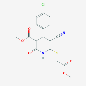 molecular formula C17H15ClN2O5S B11669304 methyl 4-(4-chlorophenyl)-5-cyano-6-(2-methoxy-2-oxoethyl)sulfanyl-2-oxo-3,4-dihydro-1H-pyridine-3-carboxylate 