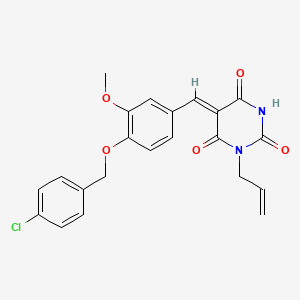 (5Z)-5-{4-[(4-chlorobenzyl)oxy]-3-methoxybenzylidene}-1-(prop-2-en-1-yl)pyrimidine-2,4,6(1H,3H,5H)-trione