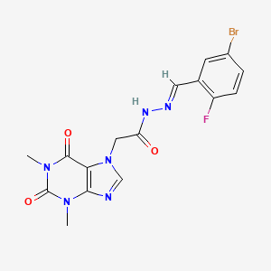 N'-[(E)-(5-bromo-2-fluorophenyl)methylidene]-2-(1,3-dimethyl-2,6-dioxo-1,2,3,6-tetrahydro-7H-purin-7-yl)acetohydrazide