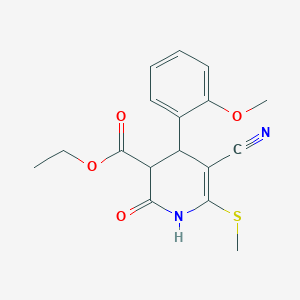 molecular formula C17H18N2O4S B11669369 Ethyl 5-cyano-4-(2-methoxyphenyl)-6-(methylsulfanyl)-2-oxo-1,2,3,4-tetrahydropyridine-3-carboxylate 