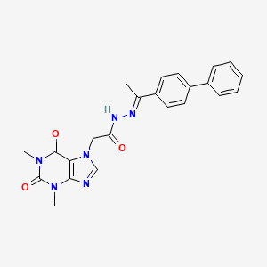 molecular formula C23H22N6O3 B11669384 N'-[(1E)-1-(biphenyl-4-yl)ethylidene]-2-(1,3-dimethyl-2,6-dioxo-1,2,3,6-tetrahydro-7H-purin-7-yl)acetohydrazide 