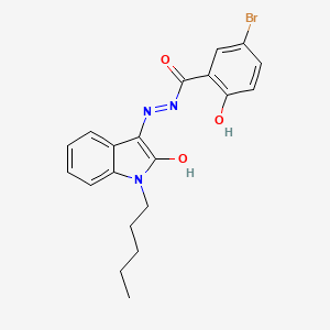 5-Bromo-2-hydroxy-N'-[(3Z)-2-oxo-1-pentyl-2,3-dihydro-1H-indol-3-ylidene]benzohydrazide