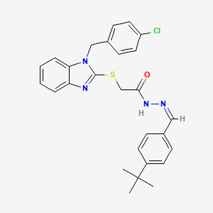 N'-[(Z)-(4-Tert-butylphenyl)methylidene]-2-({1-[(4-chlorophenyl)methyl]-1H-1,3-benzodiazol-2-YL}sulfanyl)acetohydrazide