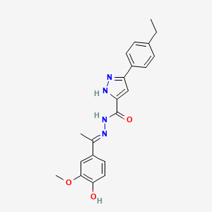 3-(4-ethylphenyl)-N'-[(1E)-1-(4-hydroxy-3-methoxyphenyl)ethylidene]-1H-pyrazole-5-carbohydrazide