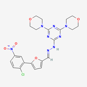 molecular formula C22H23ClN8O5 B11669457 2-[(2E)-2-{[5-(2-chloro-5-nitrophenyl)furan-2-yl]methylidene}hydrazinyl]-4,6-di(morpholin-4-yl)-1,3,5-triazine 