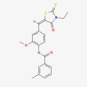 4-[(E)-(3-ethyl-4-oxo-2-thioxo-1,3-thiazolidin-5-ylidene)methyl]-2-methoxyphenyl 3-methylbenzoate