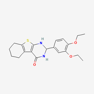 molecular formula C20H24N2O3S B11669464 2-(3,4-diethoxyphenyl)-2,3,5,6,7,8-hexahydro[1]benzothieno[2,3-d]pyrimidin-4(1H)-one 