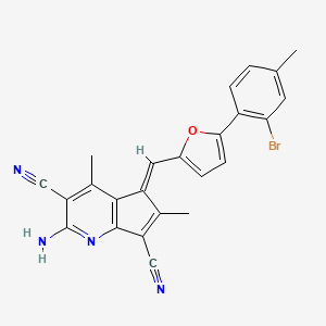 (5E)-2-amino-5-{[5-(2-bromo-4-methylphenyl)furan-2-yl]methylidene}-4,6-dimethyl-5H-cyclopenta[b]pyridine-3,7-dicarbonitrile