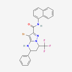 molecular formula C24H18BrF3N4O B11669504 3-bromo-N-(naphthalen-1-yl)-5-phenyl-7-(trifluoromethyl)-4,5,6,7-tetrahydropyrazolo[1,5-a]pyrimidine-2-carboxamide 