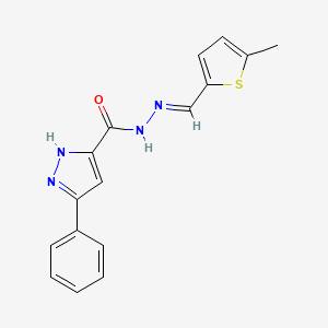 molecular formula C16H14N4OS B11669522 N'-[(E)-(5-methylthiophen-2-yl)methylidene]-3-phenyl-1H-pyrazole-5-carbohydrazide 